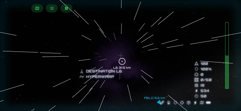Hyperwarp: stars streaking past toward the destination sector
